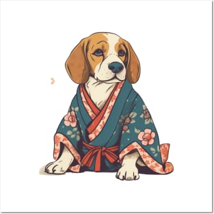 Beagle in a Kimono Posters and Art